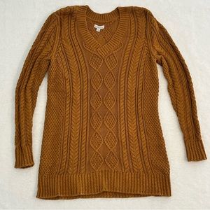 LL Bean Signature Color Saddle 100% Cotton Long Sleeves Sweater Dress Size M